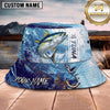 Maxcorners Fishing Dark Camo Fishing Scene with Bold Graphic Personalized Name 3D Bucket Hat (13 Fish Species)