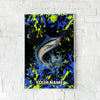 Maxcorners Marlin Fishing Neon Splash Abstract Art Personalized Name 3D Poster