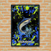 Maxcorners Marlin Fishing Neon Splash Abstract Art Personalized Name 3D Poster