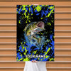 Maxcorners Largemouth Bass Fishing Neon Splash Abstract Art Personalized Name 3D Poster