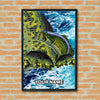 Maxcorners Largemouth Bass Fishing Ocean Scale Wave Art Personalized Name 3D Poster