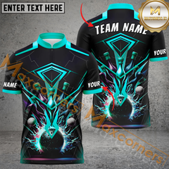 Maxcorners Digital Bowling Jersey Multicolor Option Customized Name, Team Name 3D Polo Shirt