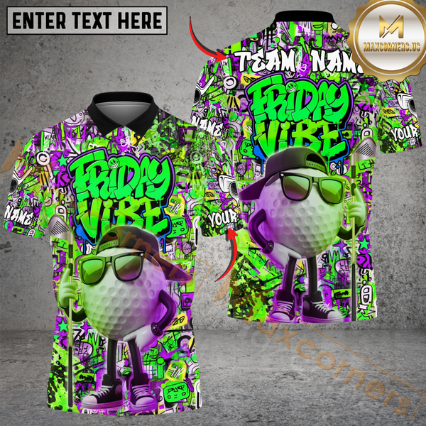 Maxcorners Friday Street Swing Golf Polo Shirt, Customized Name & Team Name 3D Shirts (4 Colors)