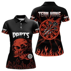 Maxcorners Custom Red Fire Flame Darrt Arrows Skull Dart Shirts For Men, Dart Team Jerseys LM064