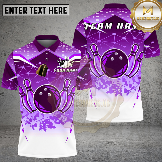 Maxcorners Bowling Modern Tech Ball Network Pattern Multicolor Options Personalized Name, Team Name 3D Shirt (4 Colors)