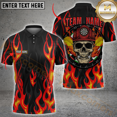 Maxcorners Darts Flame Guardian Customized Name, Team Name 3D Unisex Shirt