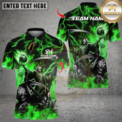 Maxcorners Bowling Grim Reaper Skull Multicolor Customized Name, Team Name 3D Shirts