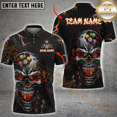 Maxcorners Thunder Lightning Skull Billiard Jersey Multicolor Options Personalized Name, Team Name 3D Polo Shirt