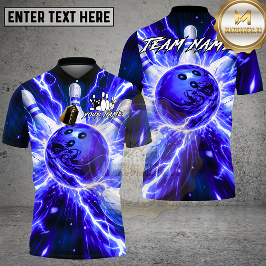 Maxcorners Bowling Red Power Strike Multicolor Options Personalized Name, Team Name 3D Shirt (4 Colors)