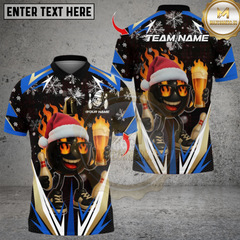 Maxcorners Bowling Santa Fire Strike With Beer Multicolor Customized Name, Team Name 3D Shirts