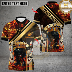 Maxcorners Royal Flames Bowling Multicolor Customized Name, Team Name 3D Shirts