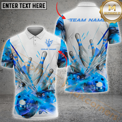 Maxcorners Glass Broken Bowling Jersey Multicolor Option Personalized Name, Team Name 3D Polo Shirt