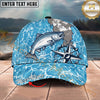 Maxcorners Fishing Coastal Compass Artwork Personalized Name 3D Cap (12 Fish Species)