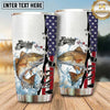 Maxcorners Fishing Tumbler White Patriotic Flag Stripe Design Personalized Name Tumbler (13 Species)