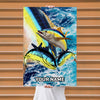 Maxcorners Tuna Fishing Ocean Splash Dual Fish Artwork Personalized Name 3D Poster