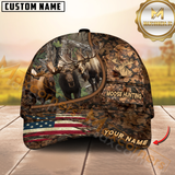 Maxcorners Moose Hunting Camo With American Flag Personalized Hat 3D Printed Multicolor | Brown