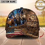 Maxcorners Moose Hunting Camo With American Flag Personalized Hat 3D Printed Multicolor | Brown