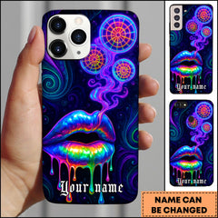 Maxcorners Darts Rainbow Dripping Lips With Multiple Dartboards Psychedelic Design Personalized Name Phone Case