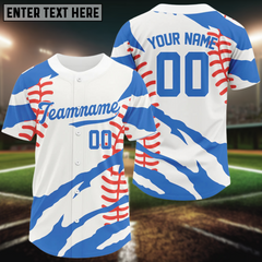 Maxcorners Custom White-Blue Retro Baseball Jersey For Men Youth Baseball Jersey Personalized LM2608
