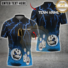 Maxcorners Bowling Flaming Angry Ball Multicolor Customized Name, Team Name 3D Shirts