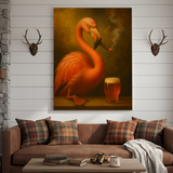 Maxcorners Flamingo Beer and Cigar 3D Wrapped Canvas