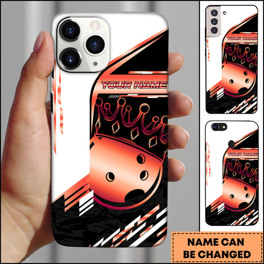 Maxcorners Bowling Gold Crown Ball Luxury Design Multicolor Personalized Name 3D Phone Case