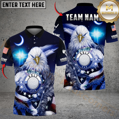 Maxcorners Golf Ball Cross Eagle USA Flag Multicolor Customized Name, Team Name 3D Shirts