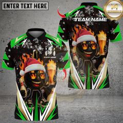 Maxcorners Bowling Santa Fire Strike With Beer Multicolor Customized Name, Team Name 3D Shirts