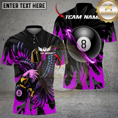 Maxcorners Billiards Ball 8 Eagle Flame Personalized Name Shirt (4 Colors)