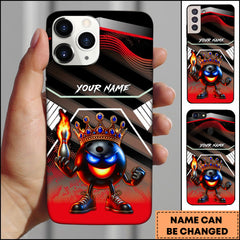 Maxcorners Bowling Fire King Crown Character Red Geometric Personalized Name Phone Case