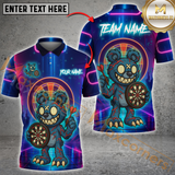 Maxcorners  Monster Darts Bear With Neon Style Personalized Name 3D Unisex Shirt