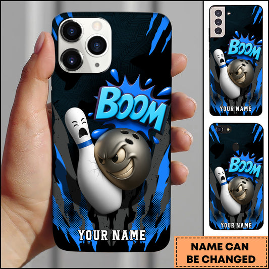 Maxcorners Bowling Boom Ball Pin Multicolor Personalized Name 3D Phone Case