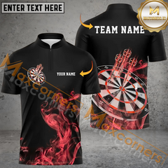 Maxcorners Darts Flame Smoke Mutilcolor Option Customized Name, Team Name 3D Polo Shirt