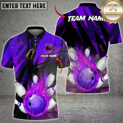 Maxcorners Bowling Fire Multicolor Customized Name, Team Name 3D Shirt