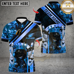 Maxcorners Royal Flames Bowling Multicolor Customized Name, Team Name 3D Shirts