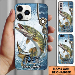 Maxcorners Pike Fishing Phone Case Hook Line Ocean Bubble Design Personalized Name Phone Case