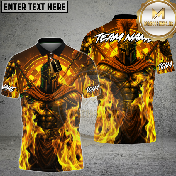 Maxcorners Dart Shirt Fiery Spartan Warriorr Design Multioptions Personalized Name, Team Name Unisex 3D Shirt (4 Colors)