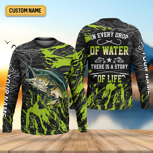 Maxcorners In Every Drop Of Water There Is A Story Of Life Funny Fishing Shirt, SPF Shirt For Men, Gift For Fisherman