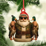 Maxcorners Personalized Duck Hunter Santa Acrylic Ornament - Funny Christmas Gift for Hunters - Custom Name Camo Decor LM0411
