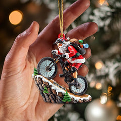 Maxcorners Custom Name Mountain Bike Ornament, Santa Mountain Bike Christmas Gift 2D Flat LM2111