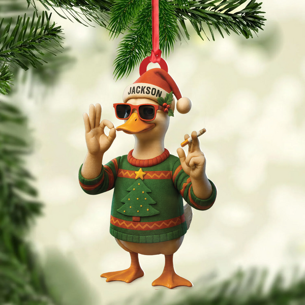 Maxcorners Personalized Funny Cool Duck Acrylic Christmas Ornament – Custom Name Xmas Decor, Unique Holiday Ornament for Hunter or Friend

 LM0411