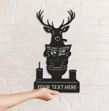 Maxcorners Personalized Deer Bathroom Humor Metal Sign WITH LED/WITHOUT LED, Rustic Hunting Cabin Wall Decor for Hunters, Funny Wildlife Toilet Art LM0110