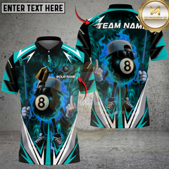 Maxcorners Billiards Flaming 8-Ball Cool Style Multicolor Customized Name, Team Name 3D Shirt