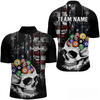 Maxcorners Personalized Skull Us Flag Billiard Team Jersey Billiard Shirts For Men Polo & 1/4 Zip LM283