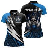Maxcorners Blue Skull Crown Bowling Custom Men Bowling Shirt Polo & Quarter-Zip Bowling Team Jerseys