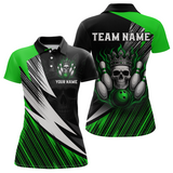 Maxcorners Green Skull Crown Bowling Custom Men Bowling Shirt Polo & Quarter-Zip Bowling Team Jerseys