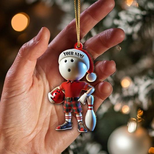 Maxcorners Custom Name Bowling Ornament, Bowling Christmas Gift 2D Flat LM2111