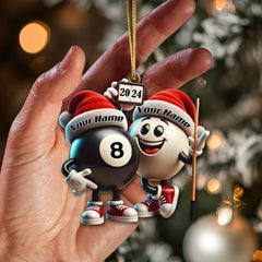 Maxcorners Custom Name Billiard Couple Ornament, Billiard Lover Christmas Gift 2D Flat LM2111