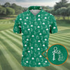 Maxcorners Stick Figure Golf Pose St Patrick's Day Shamrock Green Golf Shirt, Polo Shirts For Men, Golf Shirts For Men