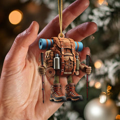 Maxcorners Custom Name Hiking Ornament, Hiking Lover Christmas Decoration 2D Flat LM2111